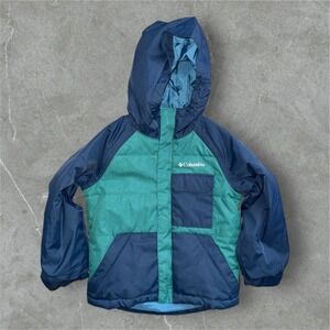 Columbia Kids XXS Insulated Winter Jacket Hooded Blue Green Puffer Snow Coat‎